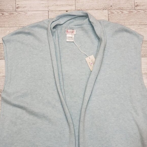 Top it Off Cashmere Blend Long Vest Blue Womens OS Coastal Grandma Beachy NEW - Picture 3 of 9